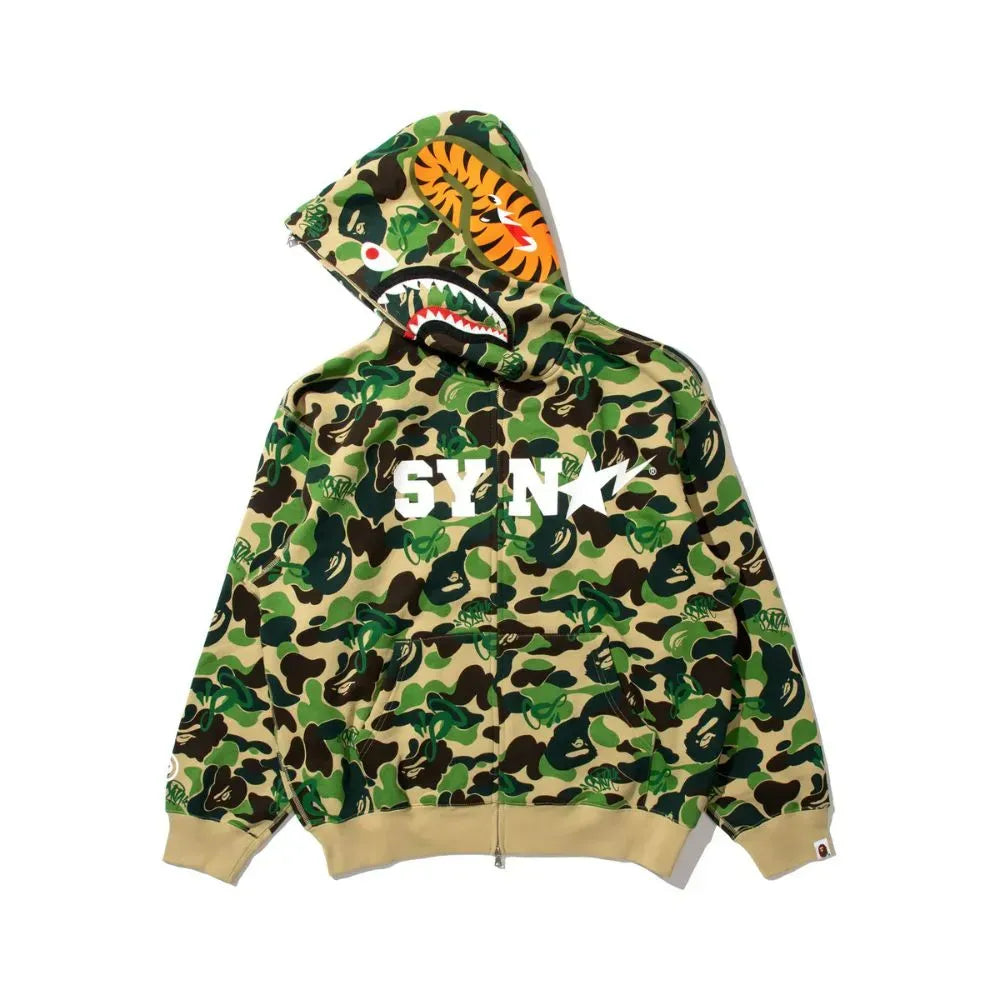 Jaqueta BAPE x SYNA By Central x Spotfy Shark Full Zip Camo Green