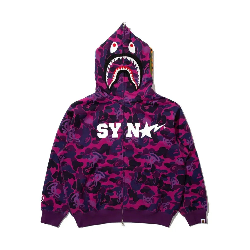 Jaqueta BAPE x SYNA By Central x Spotfy Shark Full Zip Camo Purple