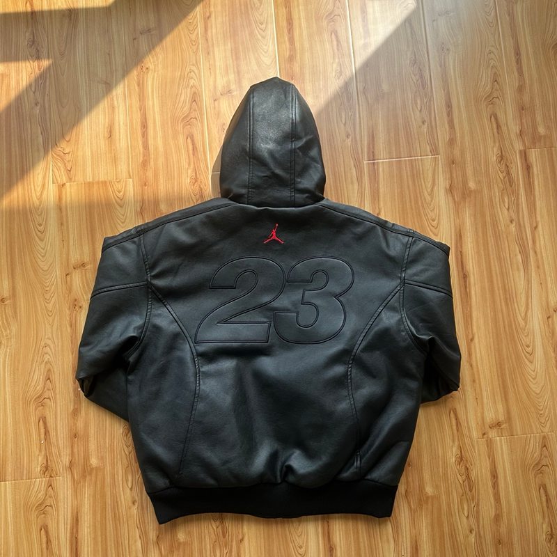 Jaqueta Air Jordan x Supreme Hooded Leather Black