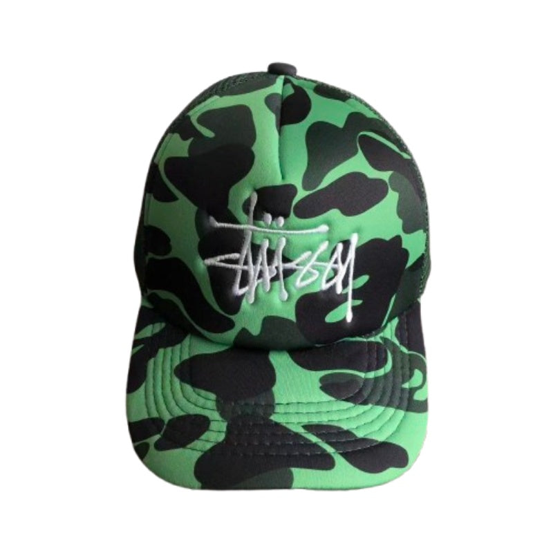 Boné BAPE x Stussy Trucker Green