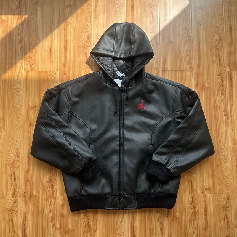 Jaqueta Air Jordan x Supreme Hooded Leather Black
