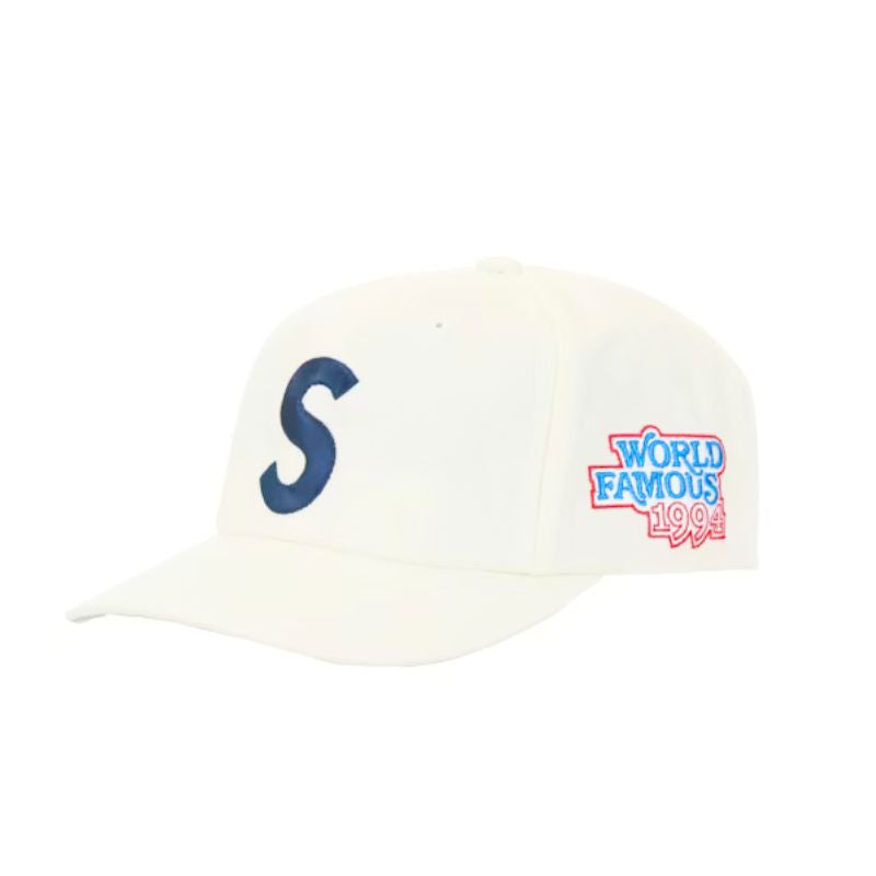 Boné Supreme World Famous S Logo 6-Panel White