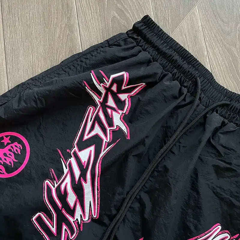 Pronta Entrega - Hellstar Waxed Nylon Athletic Shorts Black