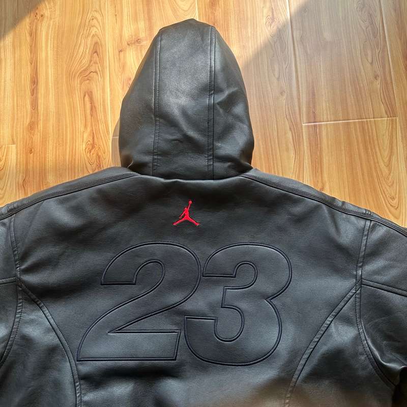 Jaqueta Air Jordan x Supreme Hooded Leather Black