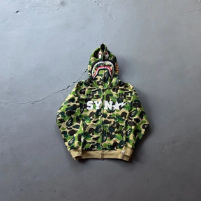 Jaqueta BAPE x SYNA By Central x Spotfy Shark Full Zip Camo Green
