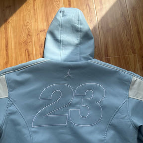Jaqueta Air Jordan x Supreme Hooded Leather Light Blue