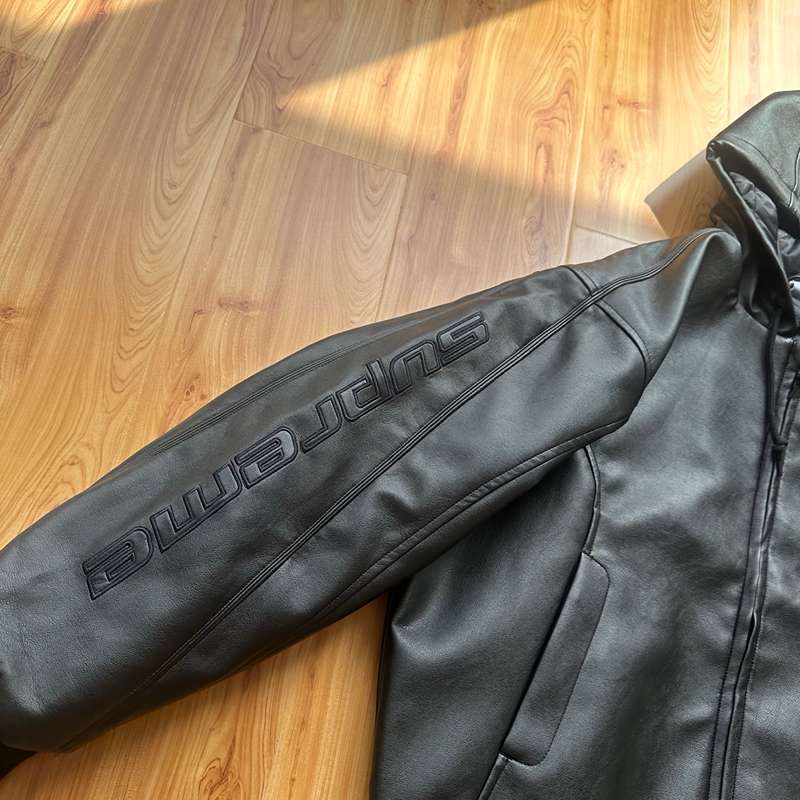 Jaqueta Air Jordan x Supreme Hooded Leather Black