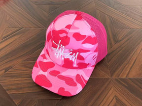 Boné BAPE x Stussy Trucker  Pink