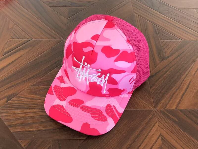 Boné BAPE x Stussy Trucker  Pink